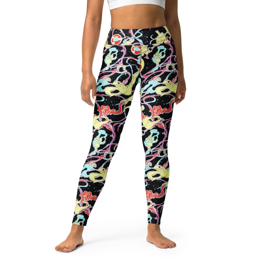 Galactic Whirl on Yoga Leggings — Front