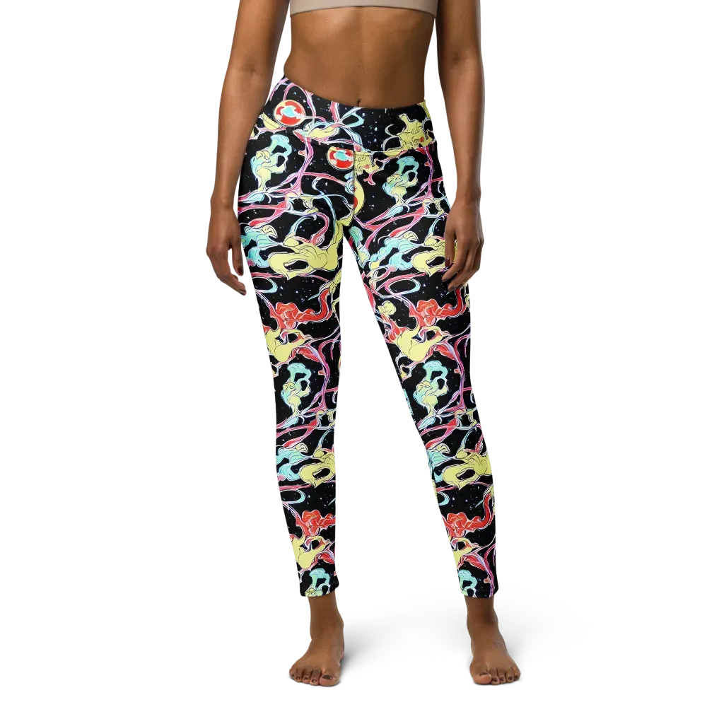 Galactic Whirl on Yoga Leggings — Front
