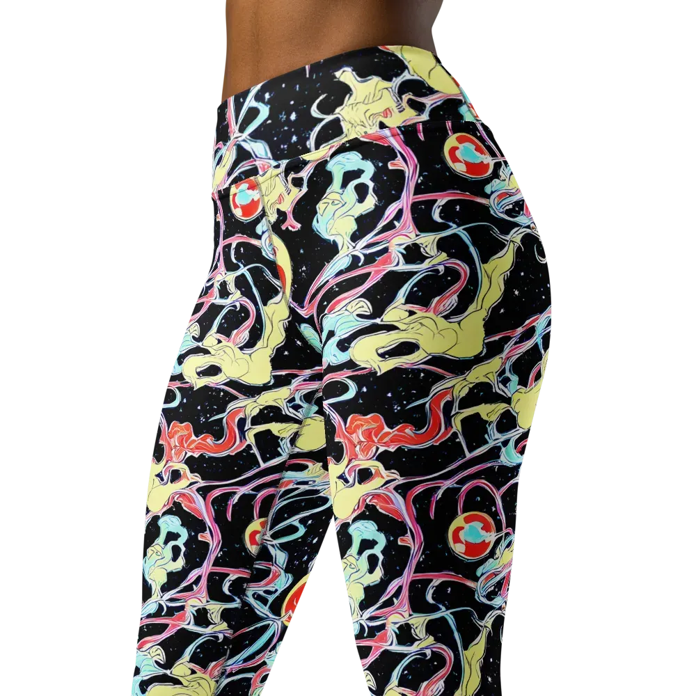 Galactic Whirl on Yoga Leggings — Left Front