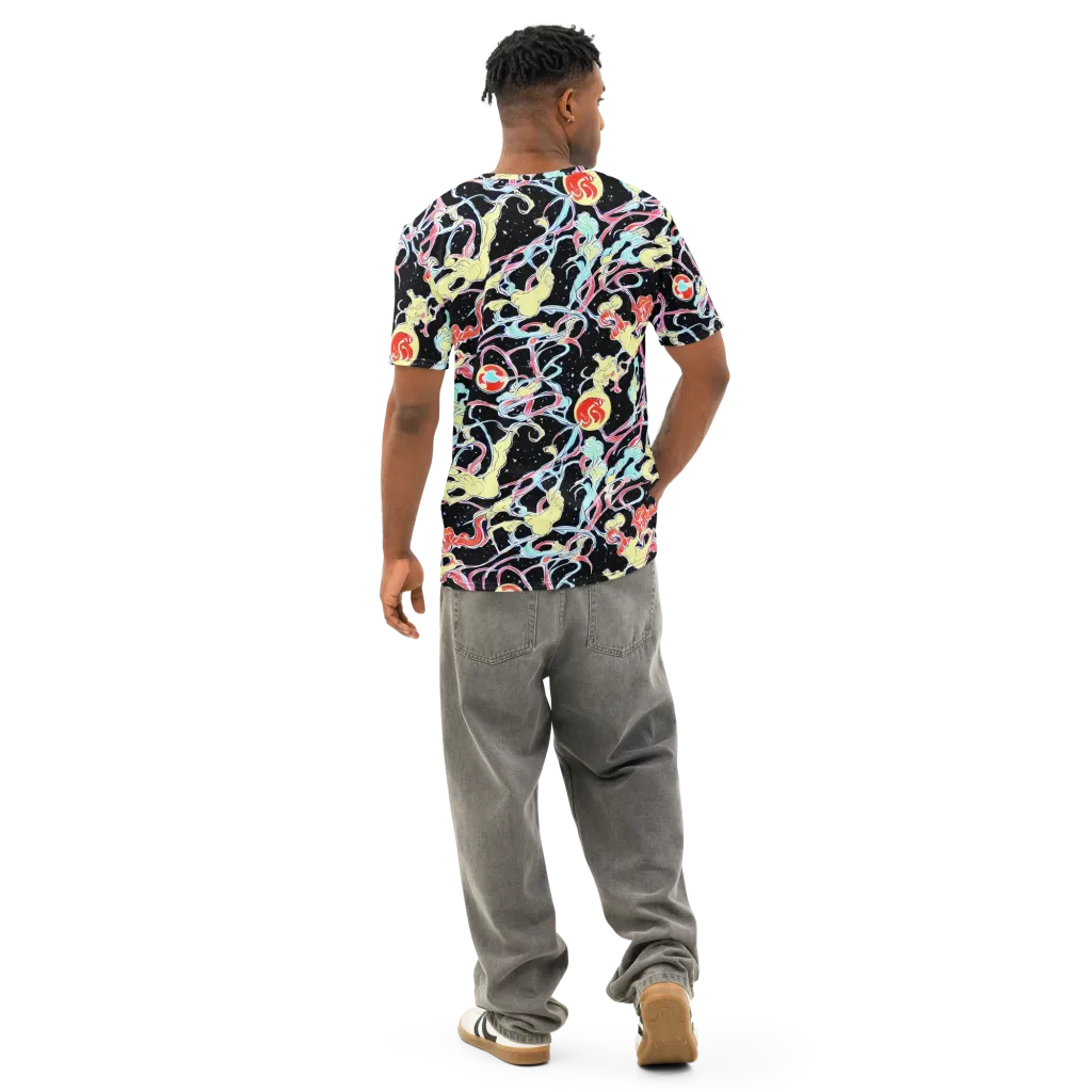 Galactic Whirl on Men's Cotton Crew Neck T-Shirt — Back