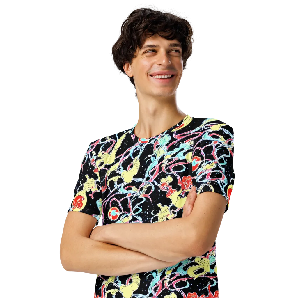 Galactic Whirl on Men's Crew Neck T-Shirt — Left Front
