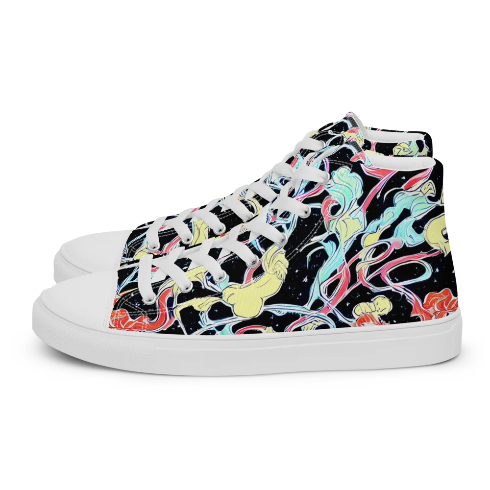 Galactic Whirl on Men's High Top Canvas Shoes — Left