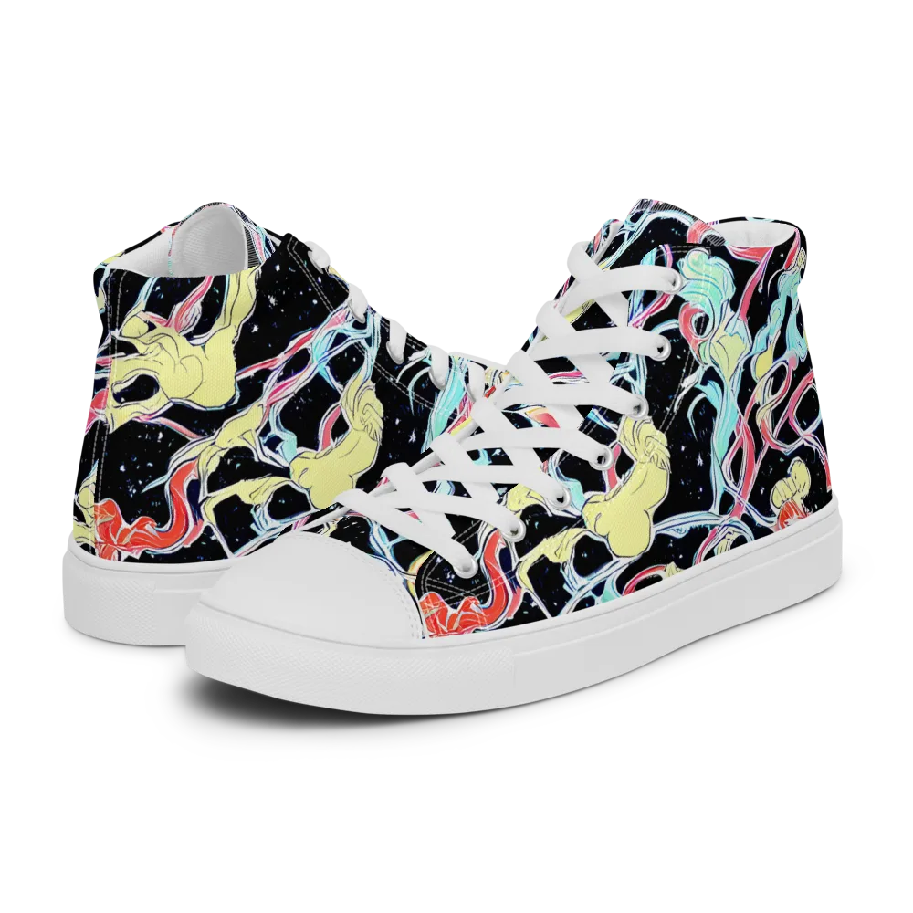 Galactic Whirl on Men's High Top Canvas Shoes — Left