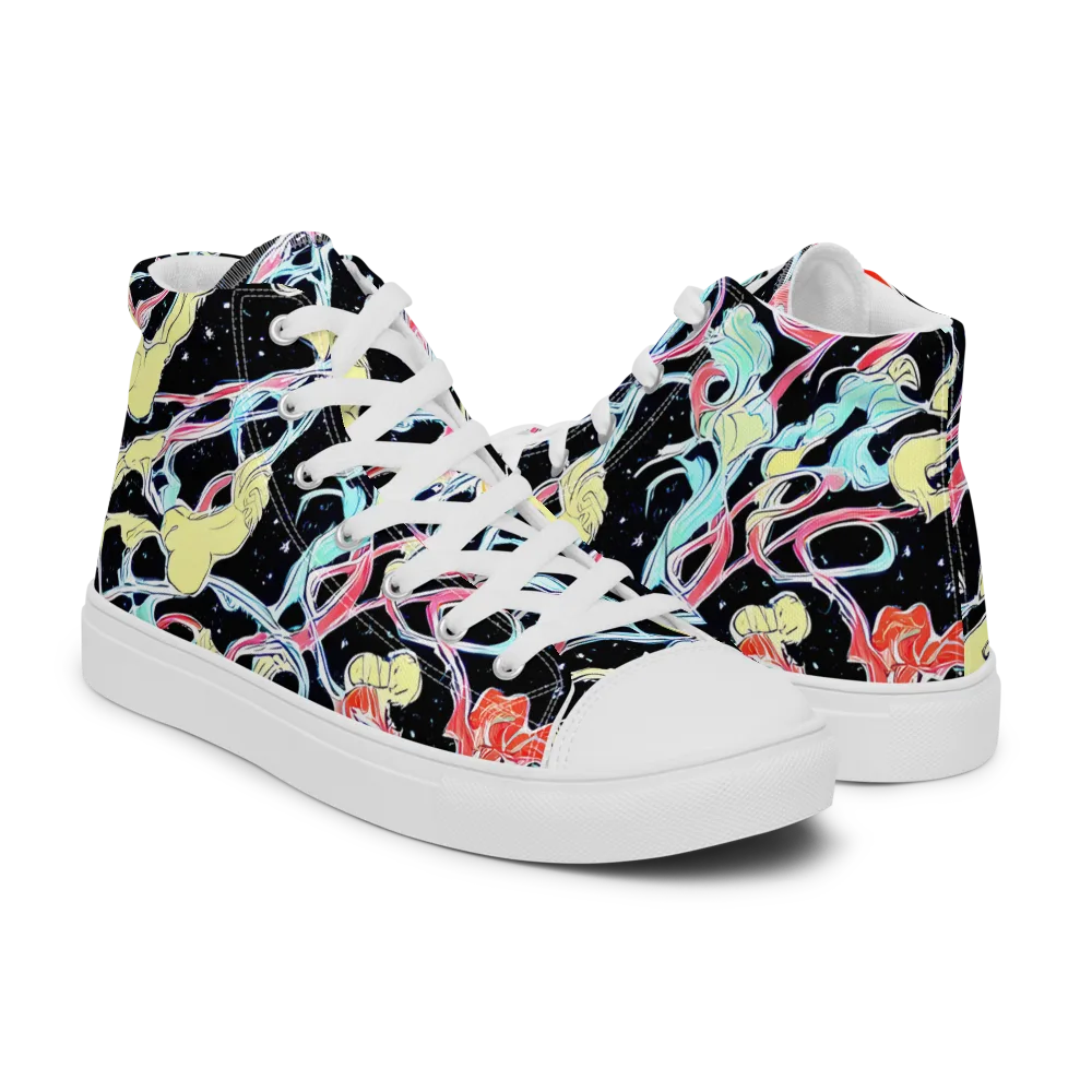 Galactic Whirl on Men's High Top Canvas Shoes — Right