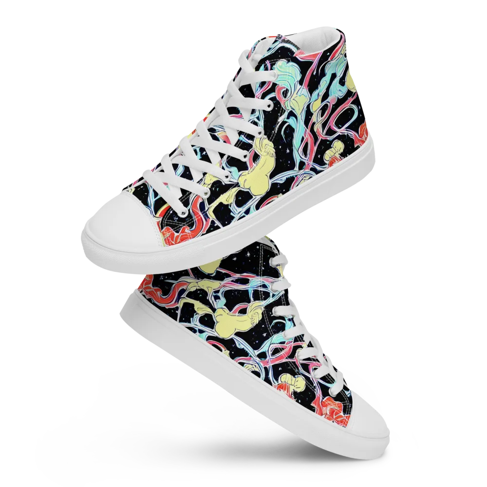 Galactic Whirl on Men's High Top Canvas Shoes — Front