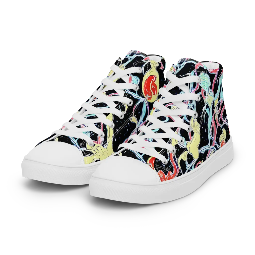 Galactic Whirl on Women's High Top Canvas Shoes — Left Front
