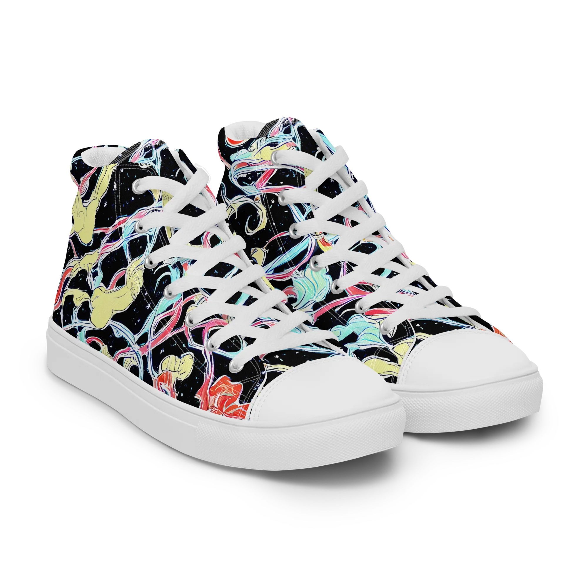Galactic Whirl on Women's High Top Canvas Shoes — Right Front