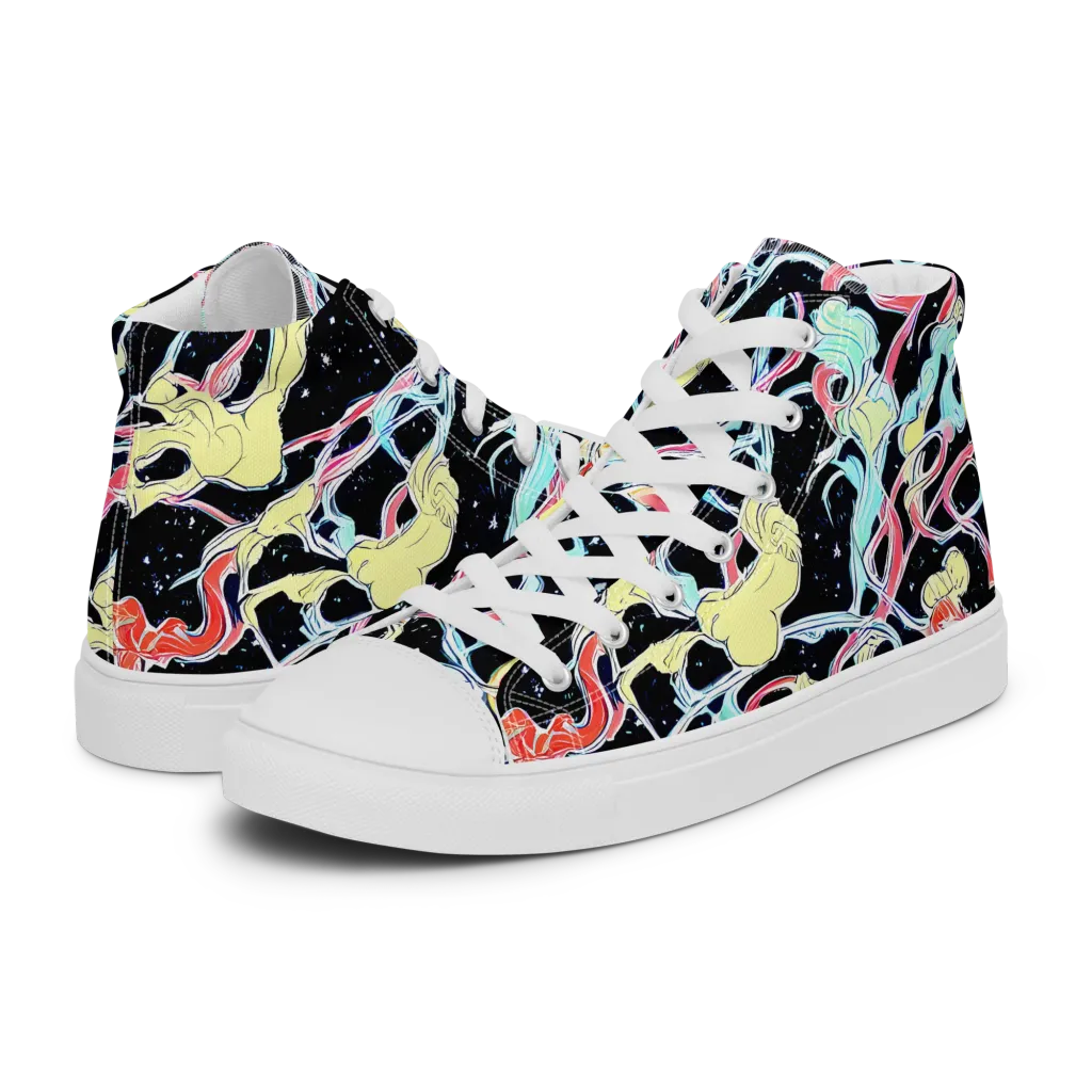Galactic Whirl on Women's High Top Canvas Shoes — Left