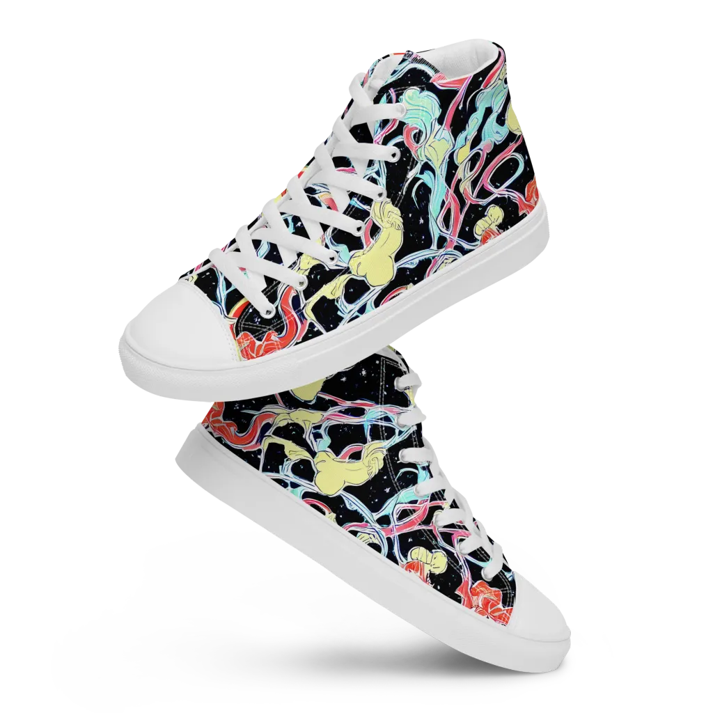 Galactic Whirl on Women's High Top Canvas Shoes — Front