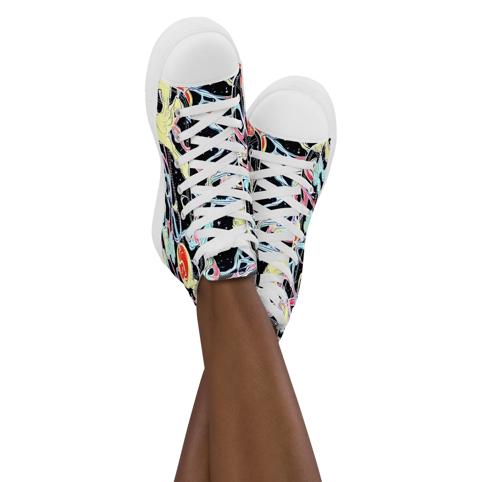 Galactic Whirl on Women's High Top Canvas Shoes — Front