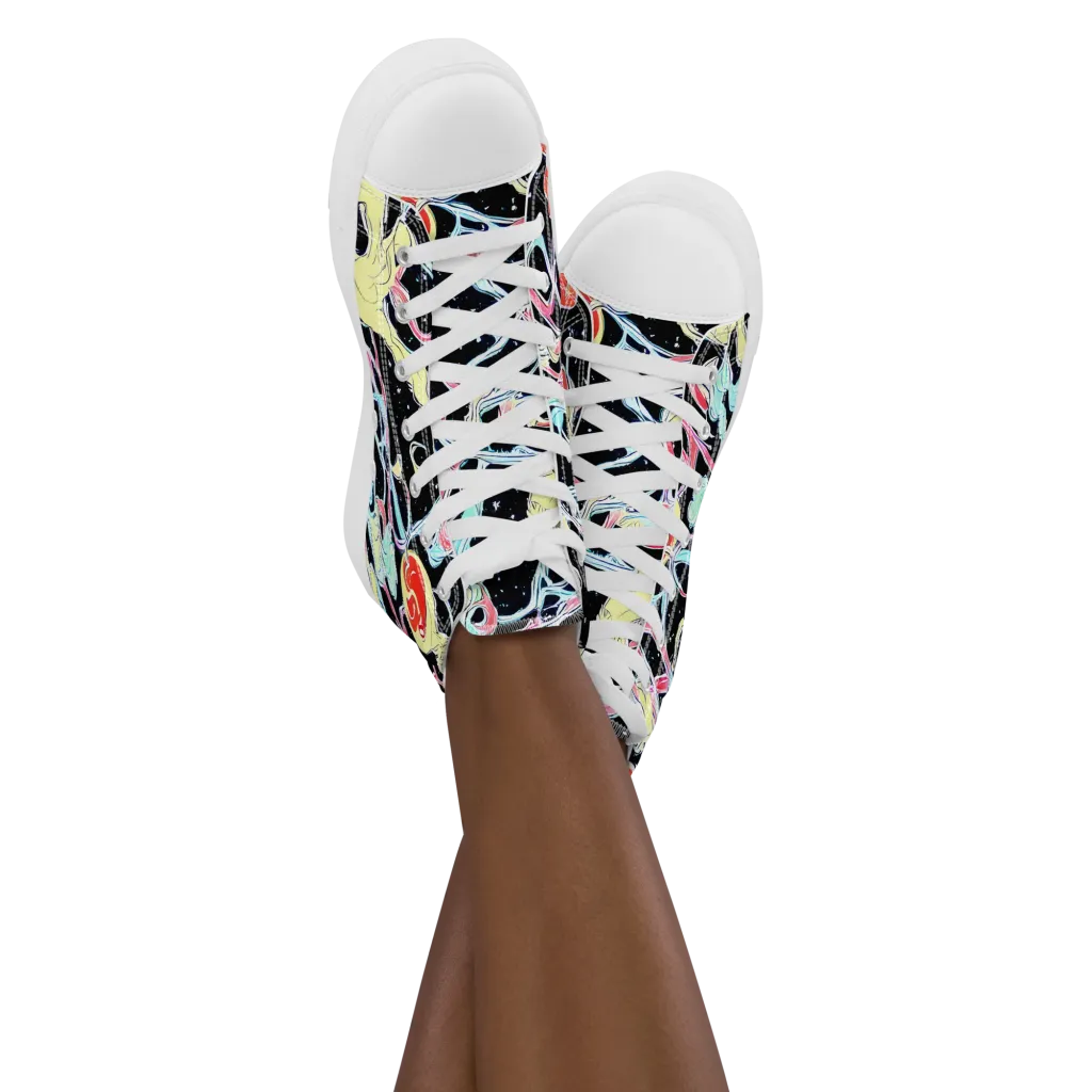 Galactic Whirl on Women's High Top Canvas Shoes — Front