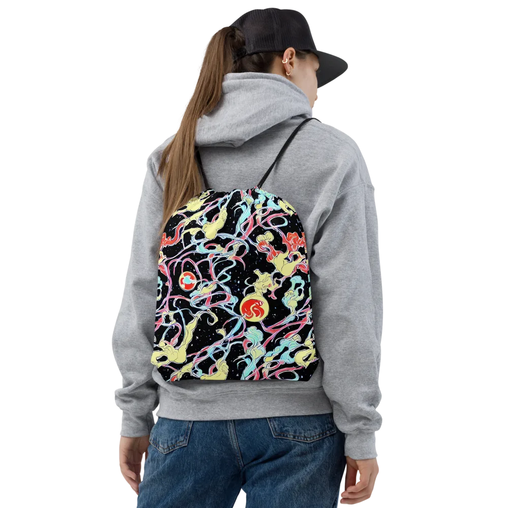 Galactic Whirl on Drawstring Bag — Front