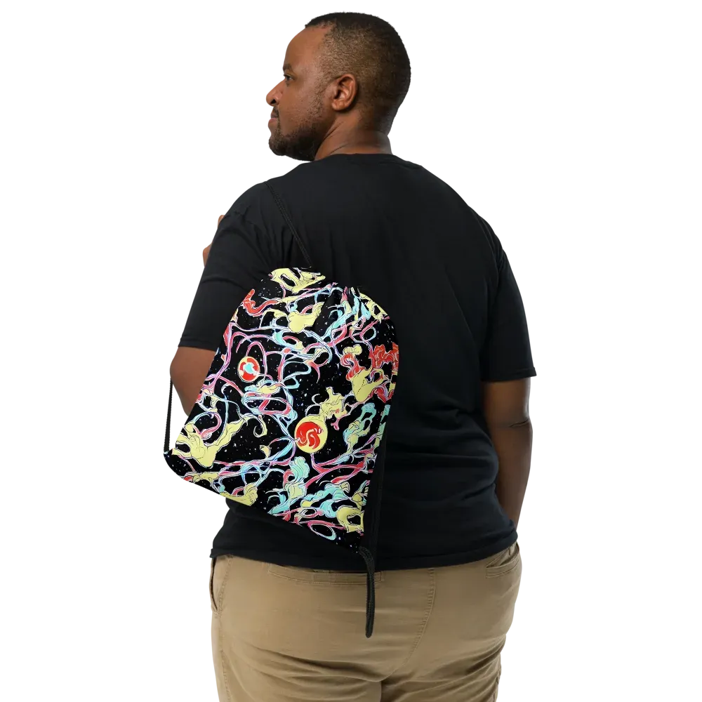 Galactic Whirl on Drawstring Bag — Front