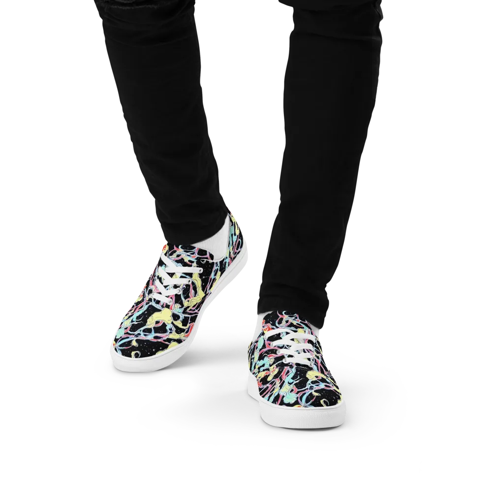 Galactic Whirl on Men's Lace-Up Canvas Shoes — Front