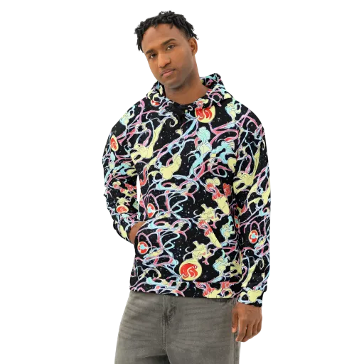 Galactic Whirl on a Cotton Hoodie
