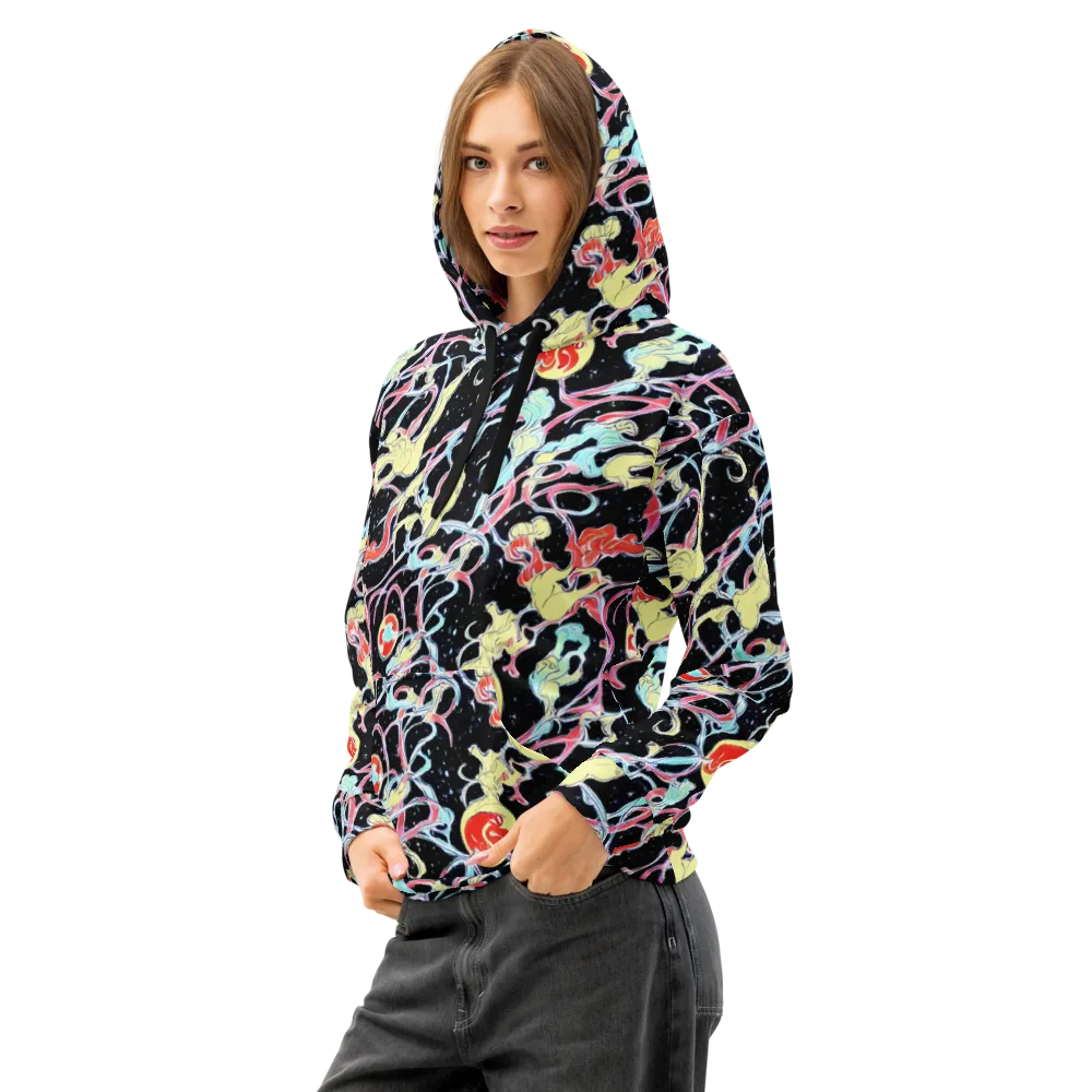 Galactic Whirl on Cotton Hoodie — Left Front