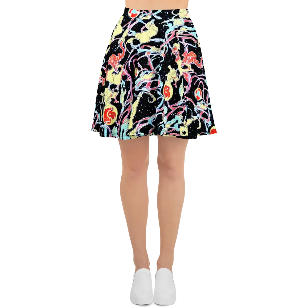 Galactic Whirl on Skater Skirt — Front
