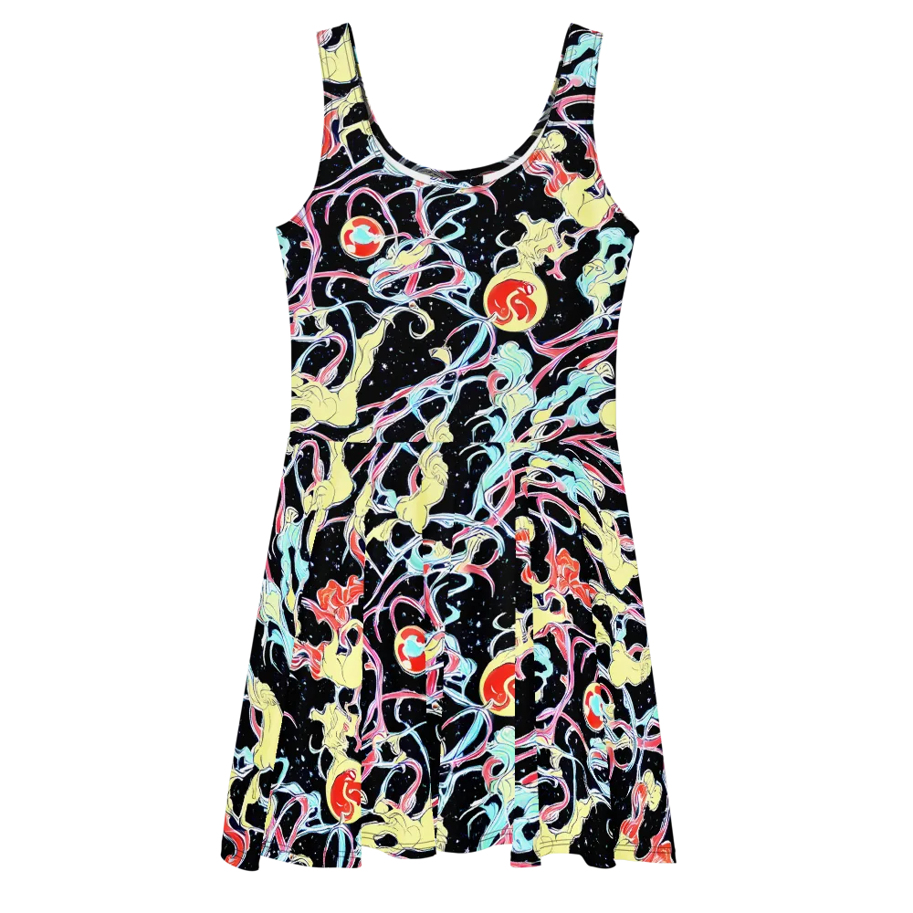 Galactic Whirl on Skater Dress — Front