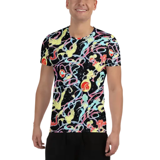 Galactic Whirl on a Men's Athletic T-Shirt