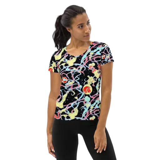 Galactic Whirl on a Women's Athletic T-Shirt