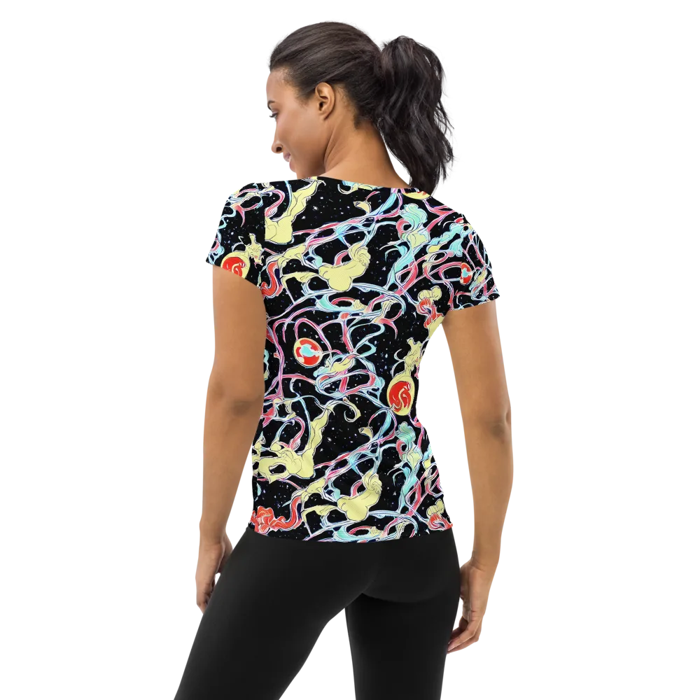 Galactic Whirl on Women's Athletic T-Shirt — Back