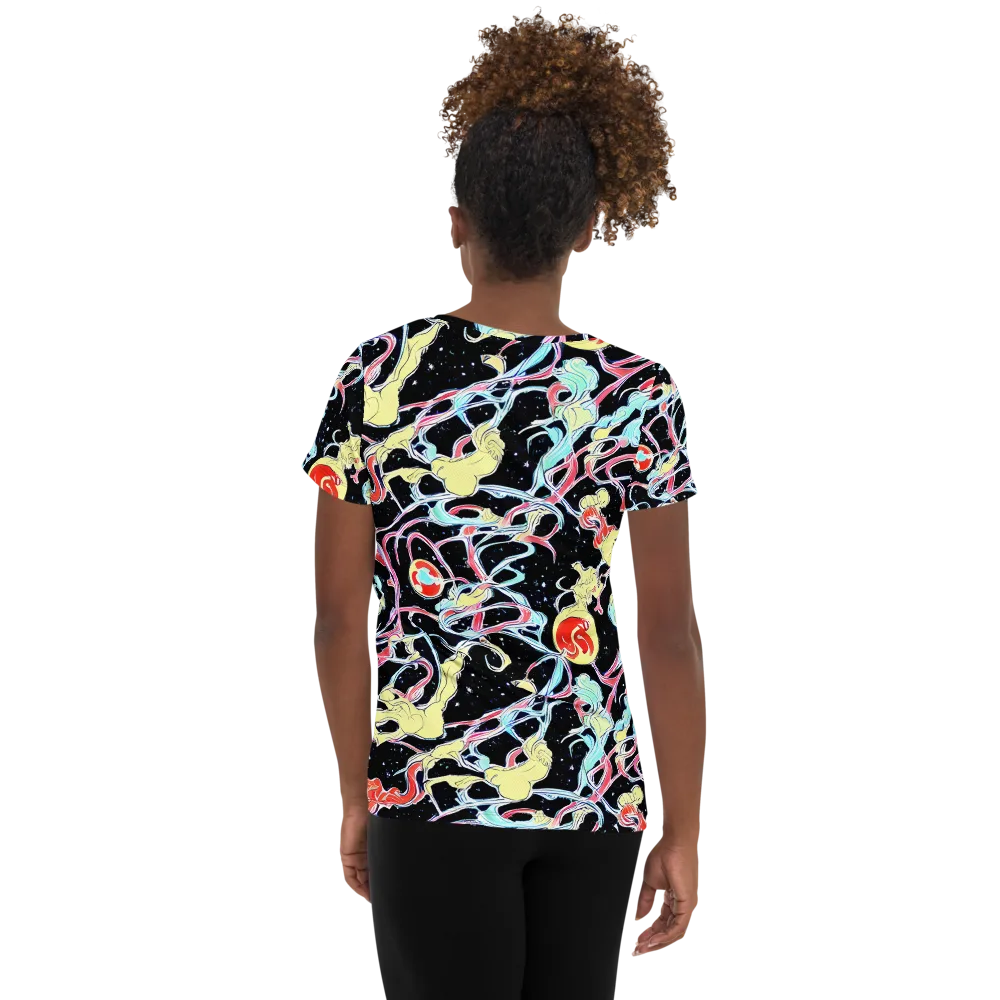 Galactic Whirl on Women's Athletic T-Shirt — Back