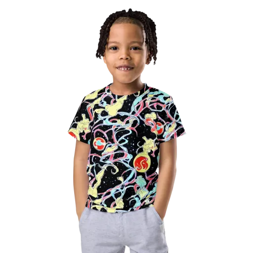 Galactic Whirl on a Kids Crew Neck T-Shirt