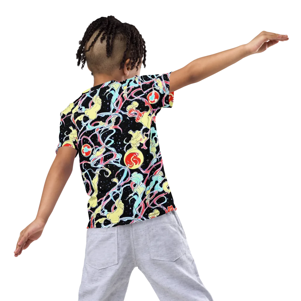 Galactic Whirl on Kids Crew Neck T-Shirt — Back