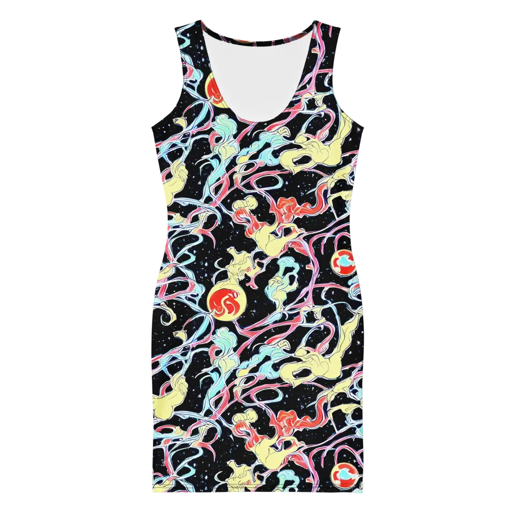 Galactic Whirl on Bodycon Dress — Front