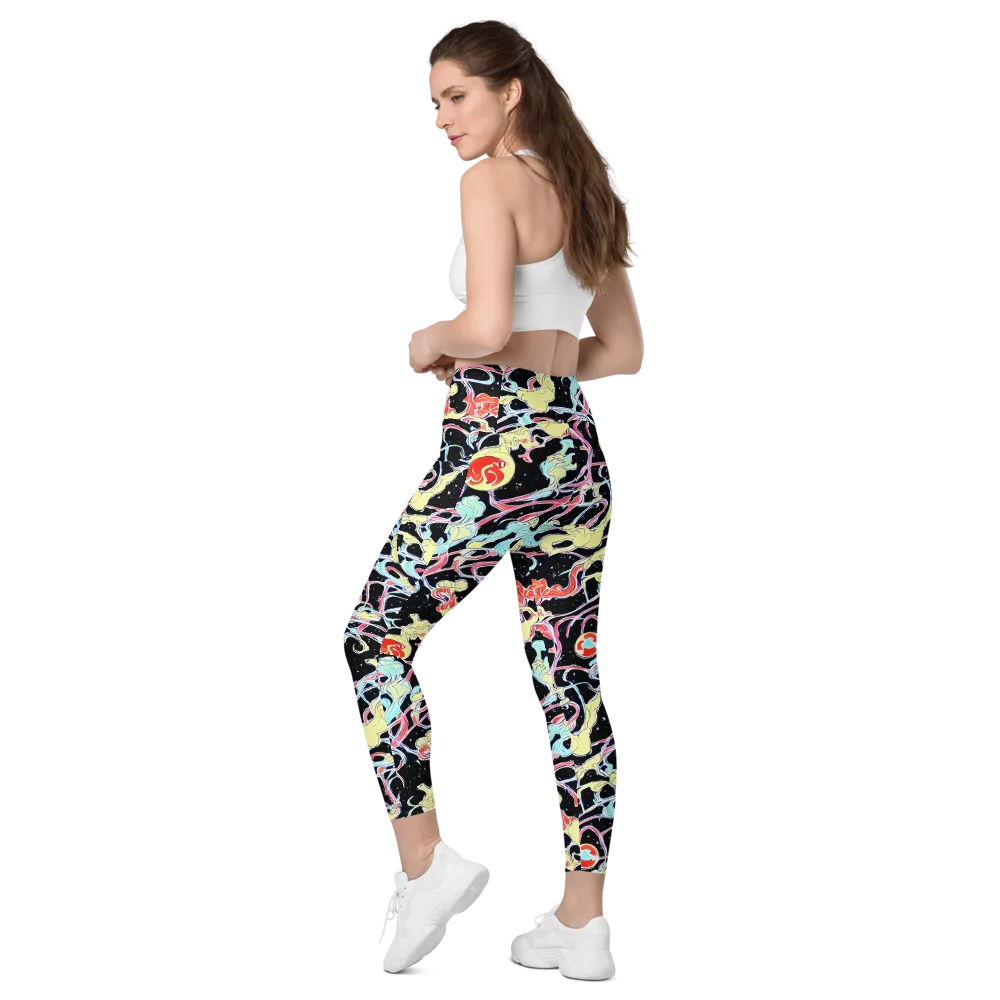 Galactic Whirl on Leggings with Pockets — Left Back