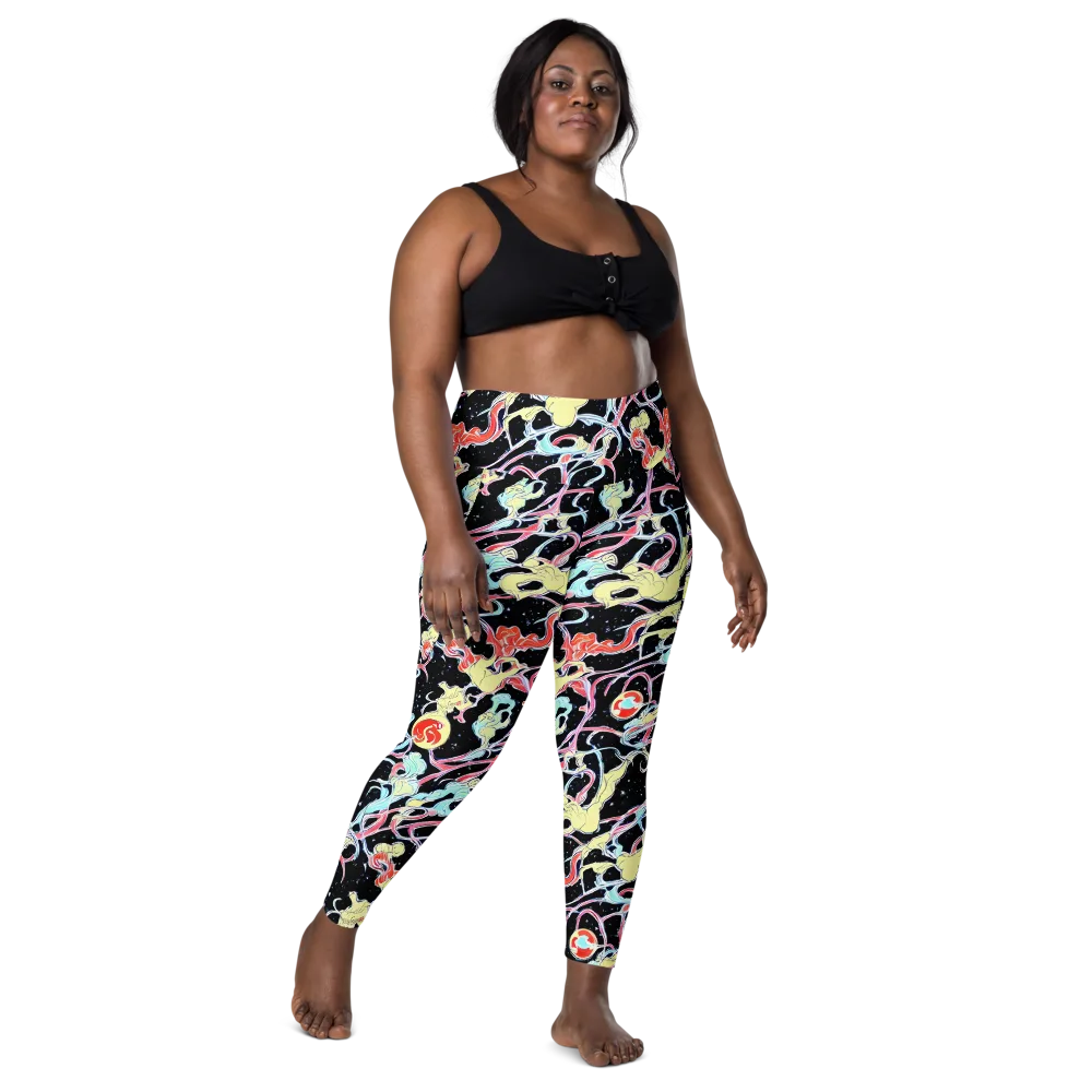 Galactic Whirl on Leggings with Pockets — Front