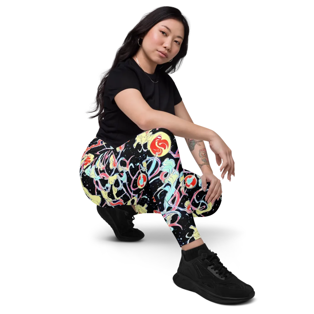 Galactic Whirl on Leggings with Pockets — Right Front