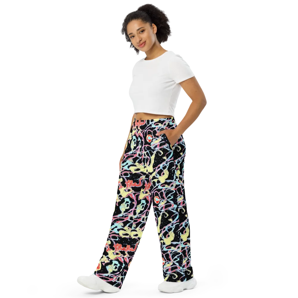 Galactic Whirl on Wide-Leg Pants — Left Front
