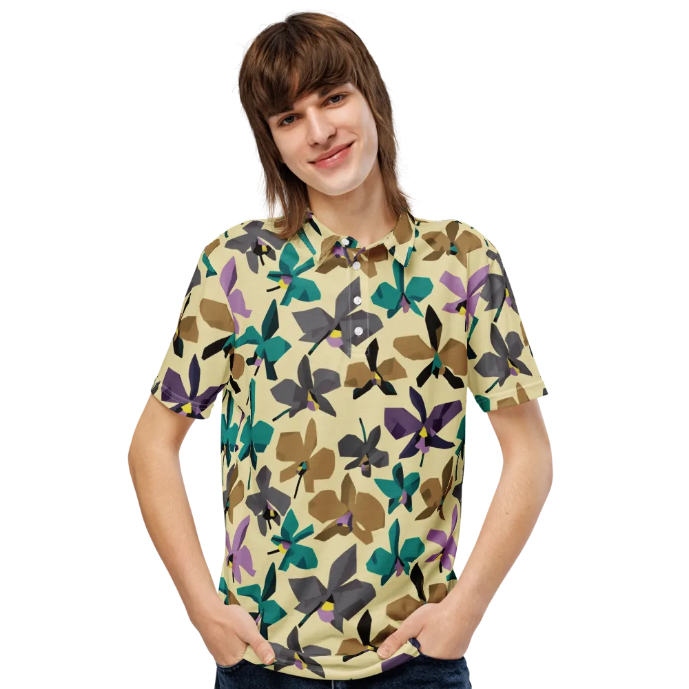 Indigo Petal Circuit on Men's Slim Fit Polo Shirt — Front