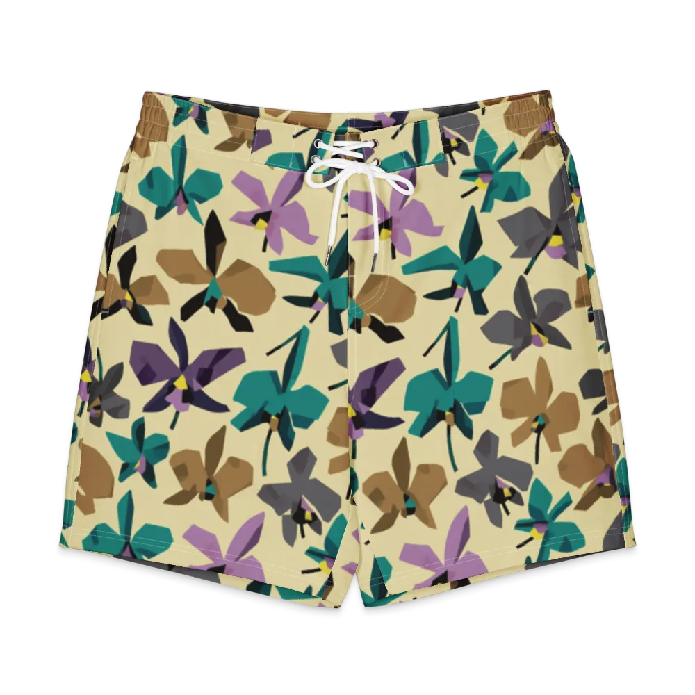 Indigo Petal Circuit on Men's Board Shorts — Front
