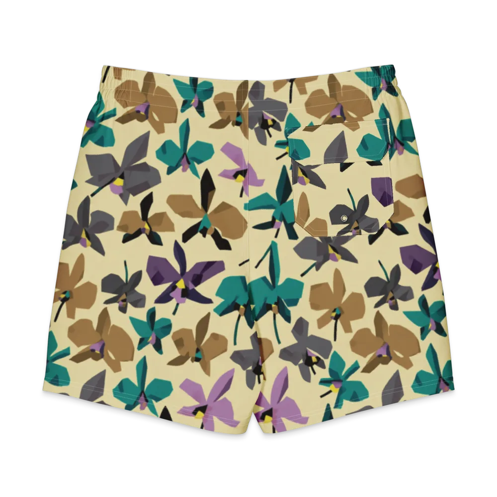 Indigo Petal Circuit on Men's Board Shorts — Back