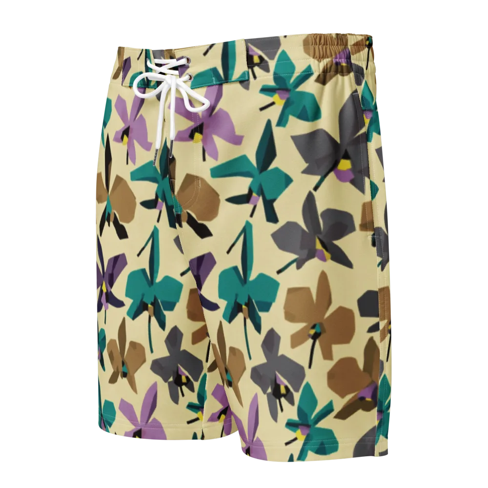Indigo Petal Circuit on Men's Board Shorts — Front