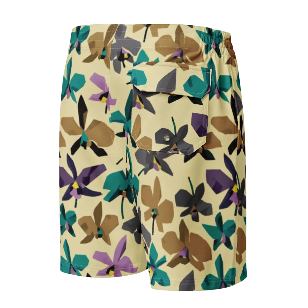 Indigo Petal Circuit on Men's Board Shorts — Back