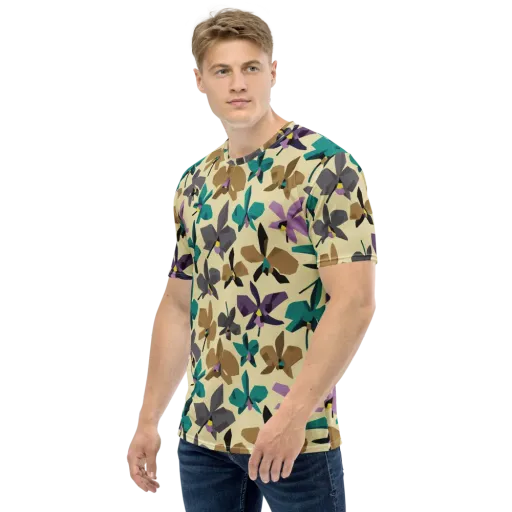 Indigo Petal Circuit on a Men's Crew Neck T-Shirt
