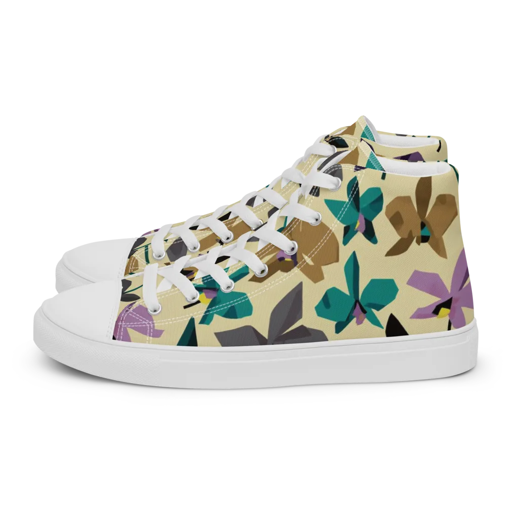 Indigo Petal Circuit on Men's High Top Canvas Shoes — Left