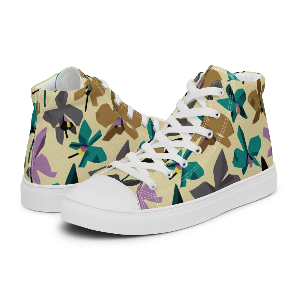 Indigo Petal Circuit on Men's High Top Canvas Shoes — Left
