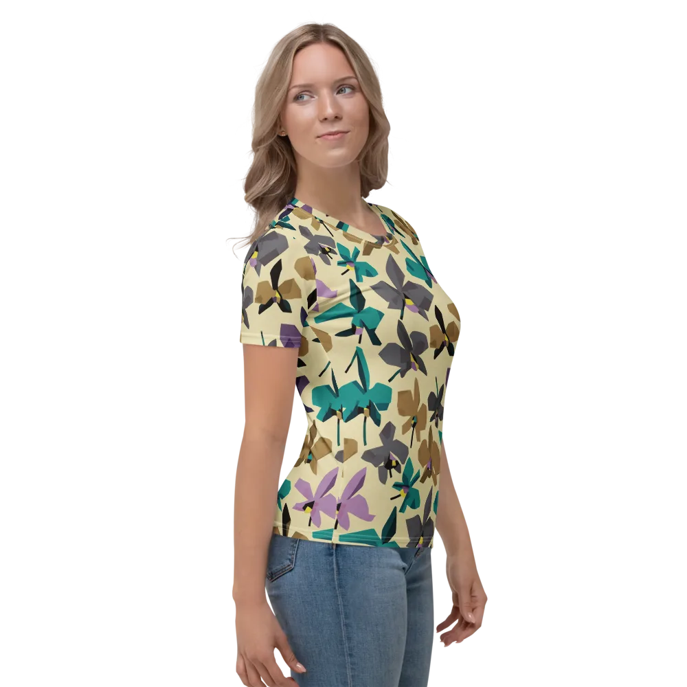 Indigo Petal Circuit on Women's Crew Neck T-Shirt — Right