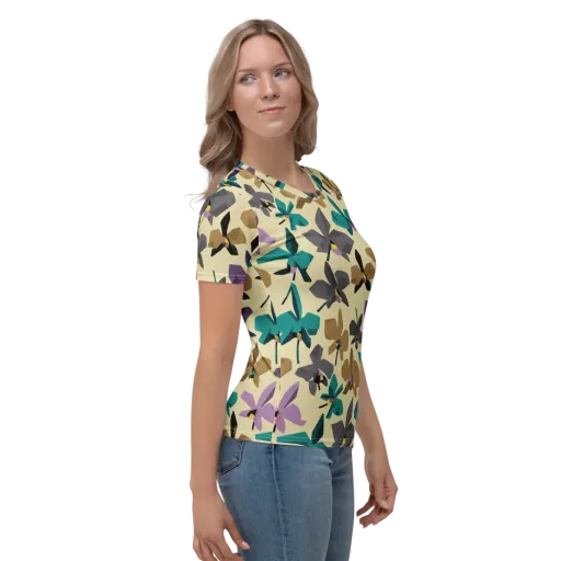 Indigo Petal Circuit on a Women's Crew Neck T-Shirt