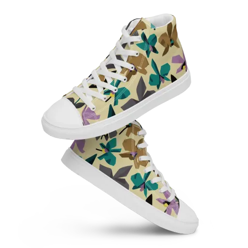 Indigo Petal Circuit on a Women's High Top Canvas Shoes