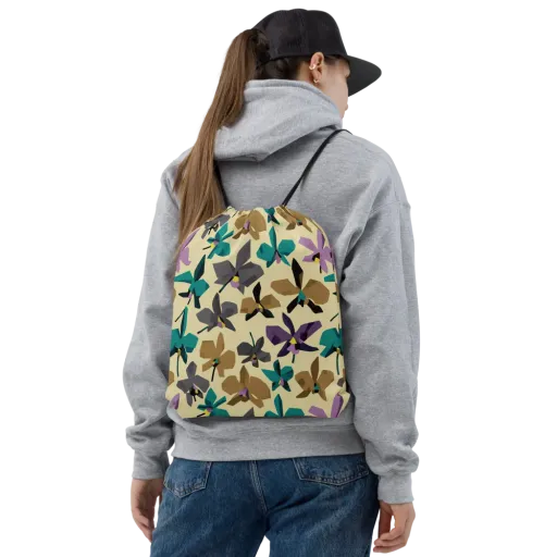 Indigo Petal Circuit on a Drawstring Bag