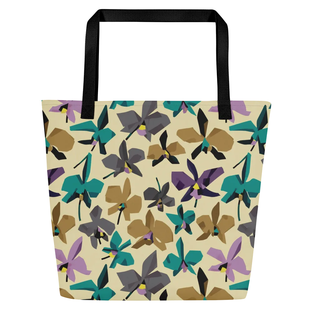 Indigo Petal Circuit on Large Tote Bag W/ Pocket — Front