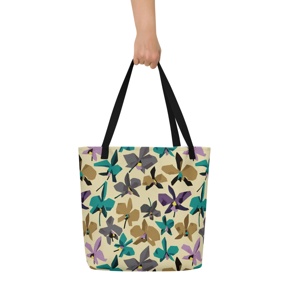 Indigo Petal Circuit on Large Tote Bag W/ Pocket — Front