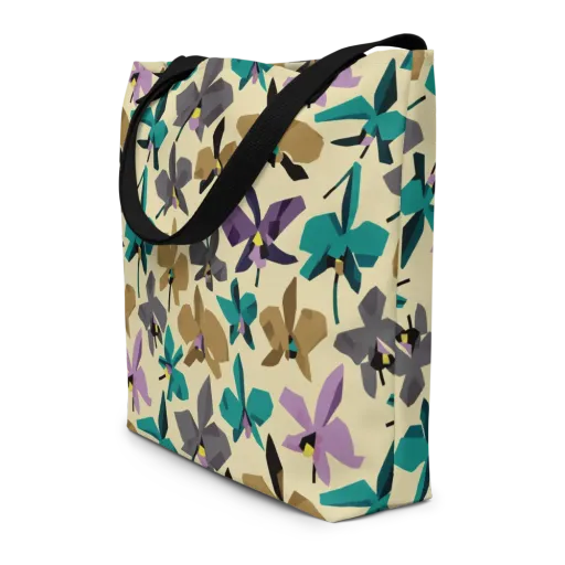 Indigo Petal Circuit on a Large Tote Bag W/ Pocket