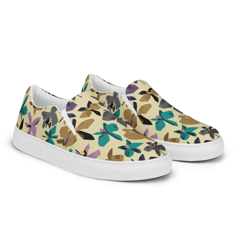 Indigo Petal Circuit on Women's Slip-On Canvas Shoes — Right Front