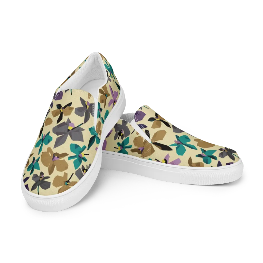 Indigo Petal Circuit on Women's Slip-On Canvas Shoes — Left Front